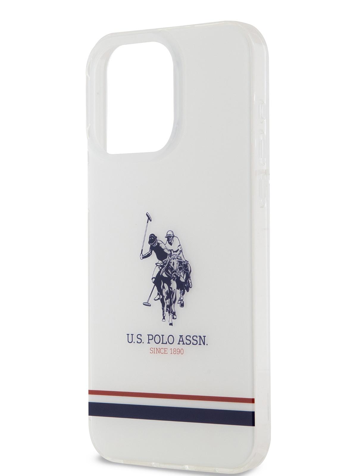 Чехол U.S. Polo для iPhone 15 Pro Max Double Horse logo Hard Transparent