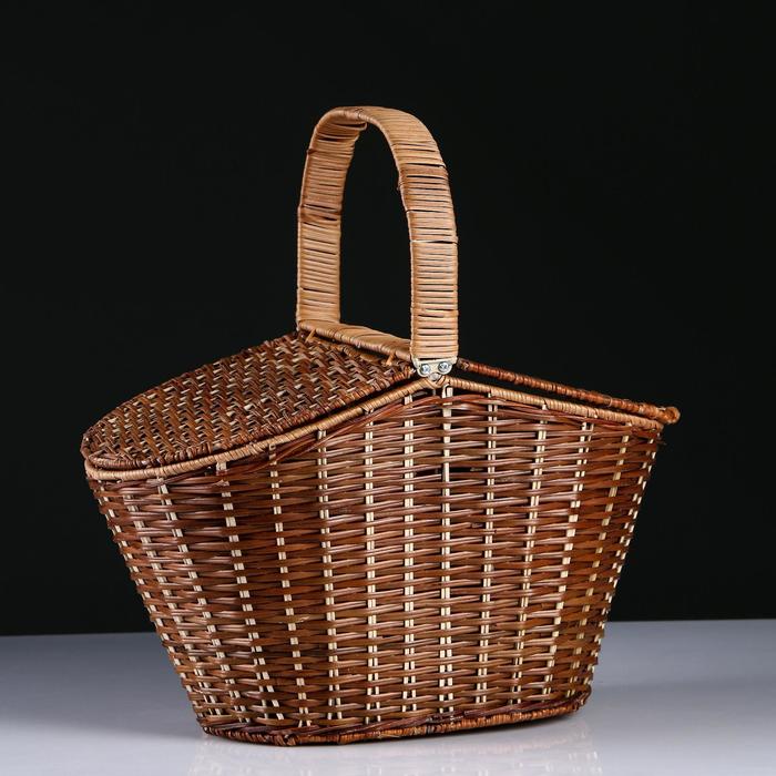 

Корзина «Пикник», с двойной крышкой, усиленная, 37x25x28, ротанг