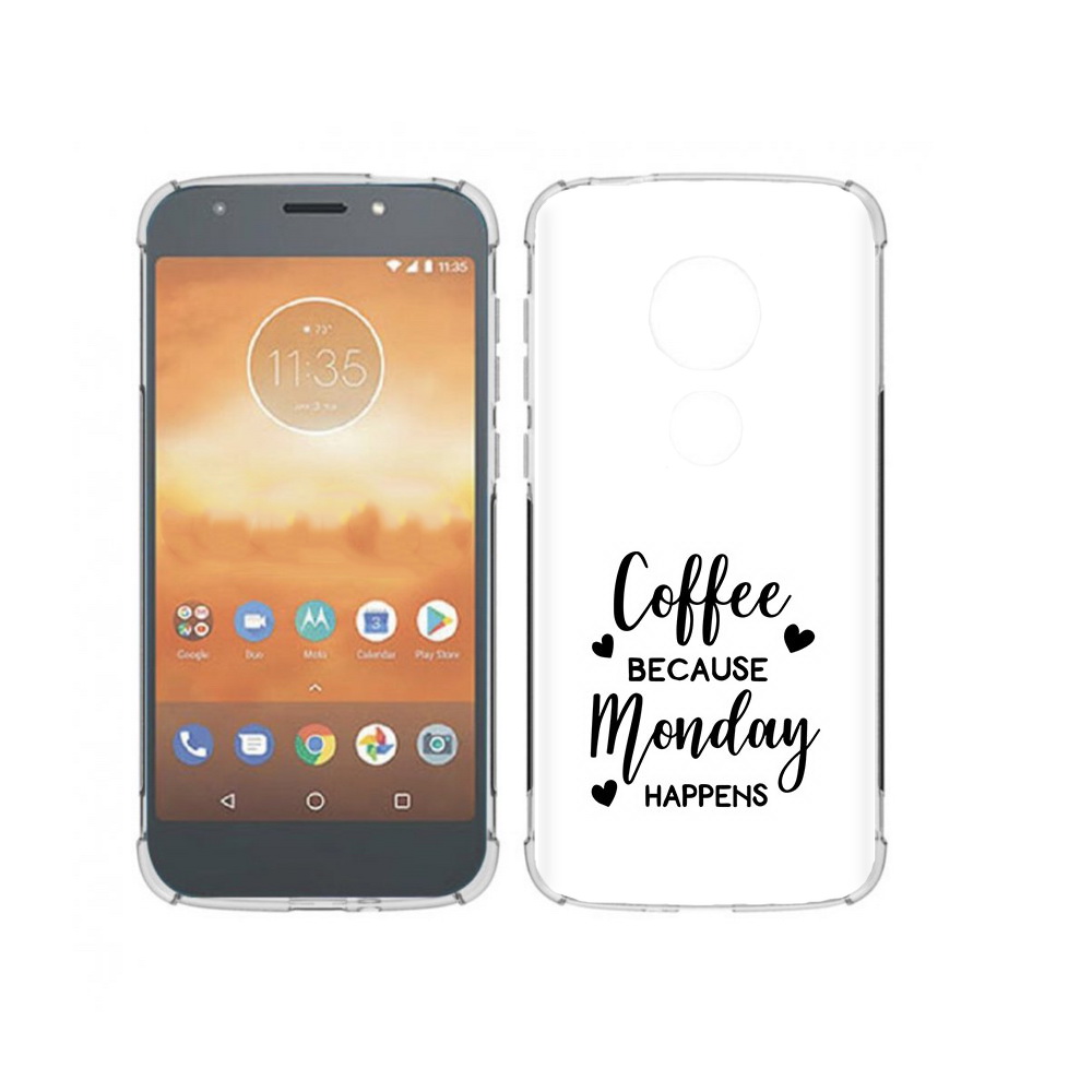 

Чехол MyPads Tocco для Motorola Moto E5 Play кофе и понедельник стал счастливым, Прозрачный, Tocco