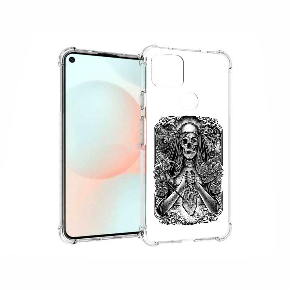

Чехол MyPads Tocco для Google Pixel 5A скелет с сердцем, Прозрачный, Tocco
