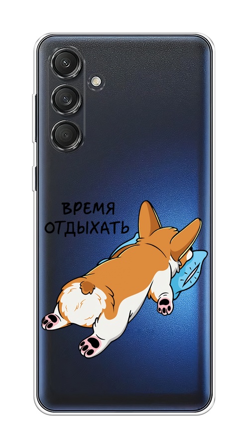 

Чехол на Samsung Galaxy M55 "Корги отдыхает", Черный;коричневый;голубой, 2109650-1