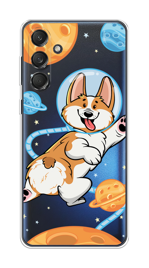 

Чехол на Samsung Galaxy M55 "Корги-космонавт", Голубой;бежевый;белый, 2109650-1
