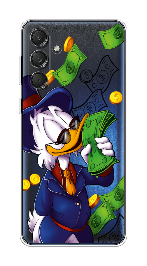 

Чехол на Samsung Galaxy M55 "Scrooge McDuck with Money", Синий;зеленый;белый, 2109650-1