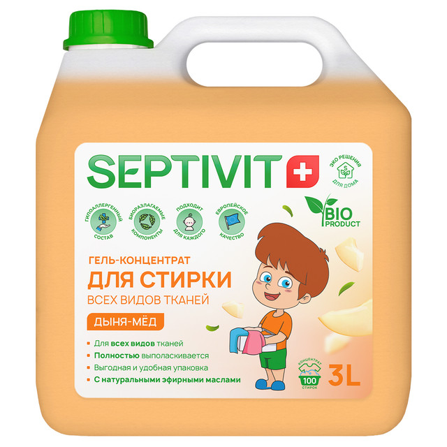 фото Гель для стирки всех видов ткани дыня мед septivit premium 3л