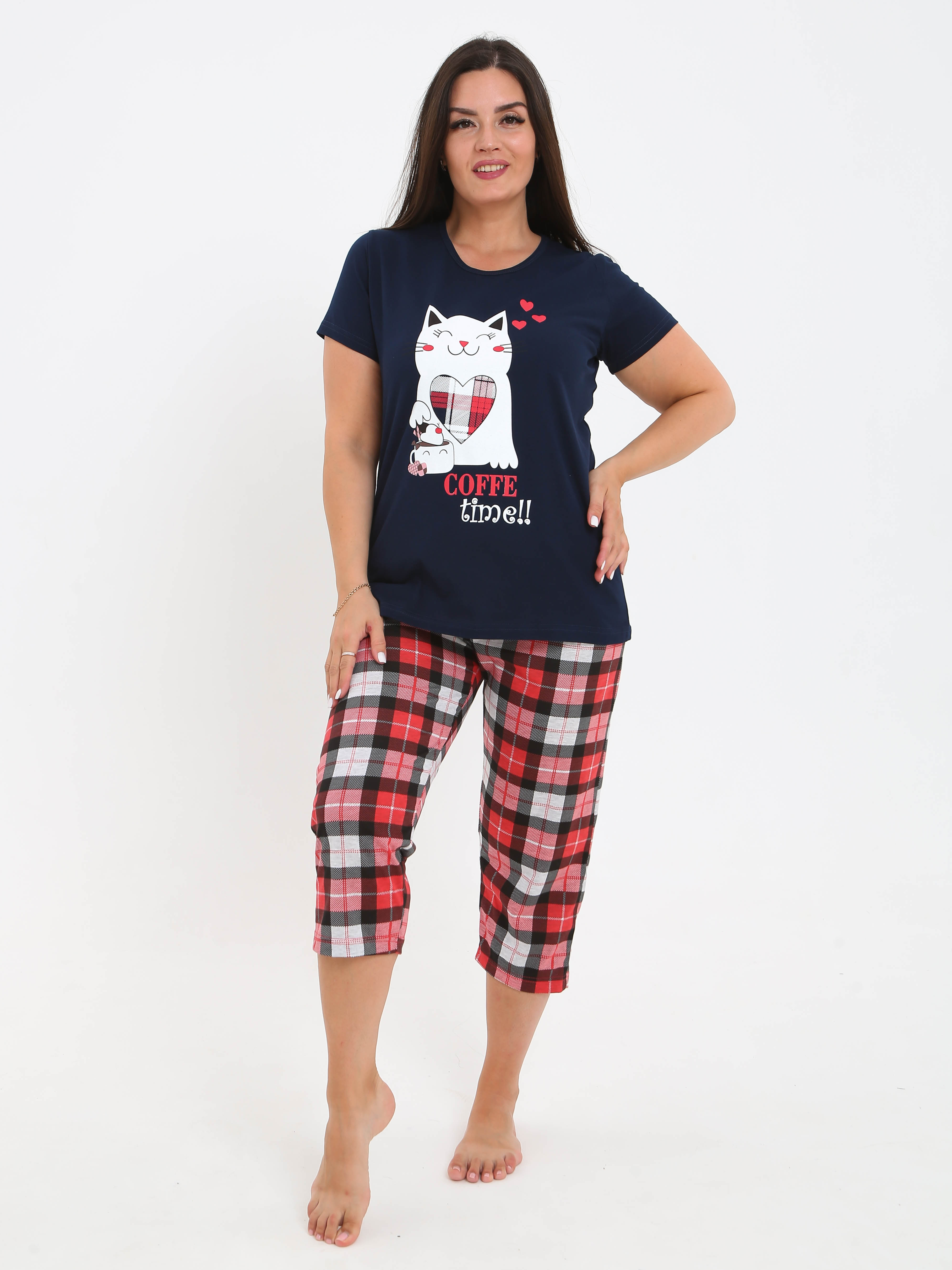 

Пижама женская Soft home П004 синяя 50 RU, Синий, П004