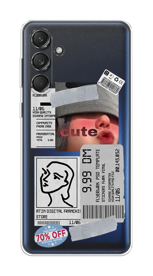 

Чехол на Samsung Galaxy M55 "Cute girl collage", Розовый;серый;голубой, 2109650-1