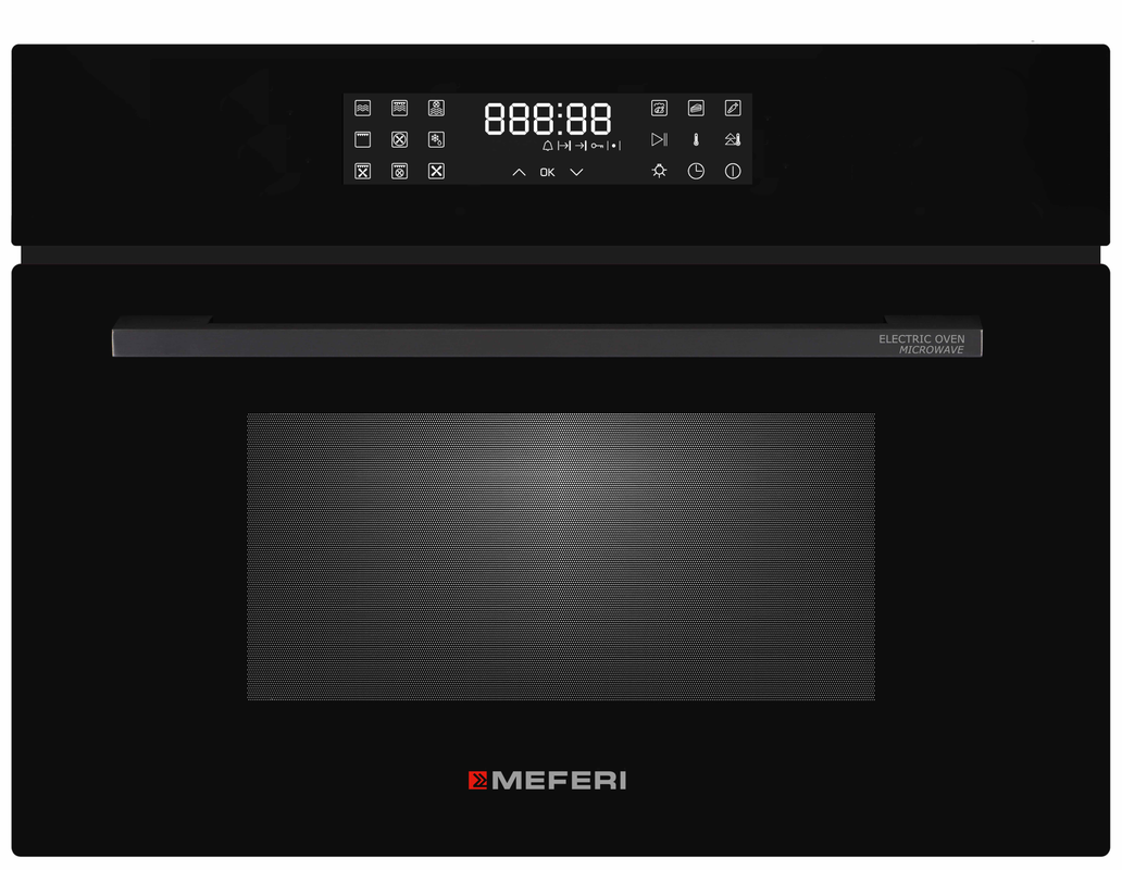 

Встраиваемый электрический духовой шкаф Meferi MEO609BK MICROWAVE черный, MEO609BK MICROWAVE