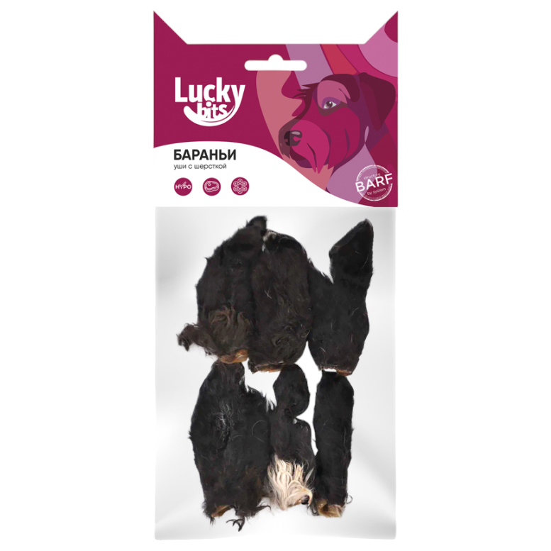 

Лакомство для собак Lucky Bits бараньи уши с мехом, 40г