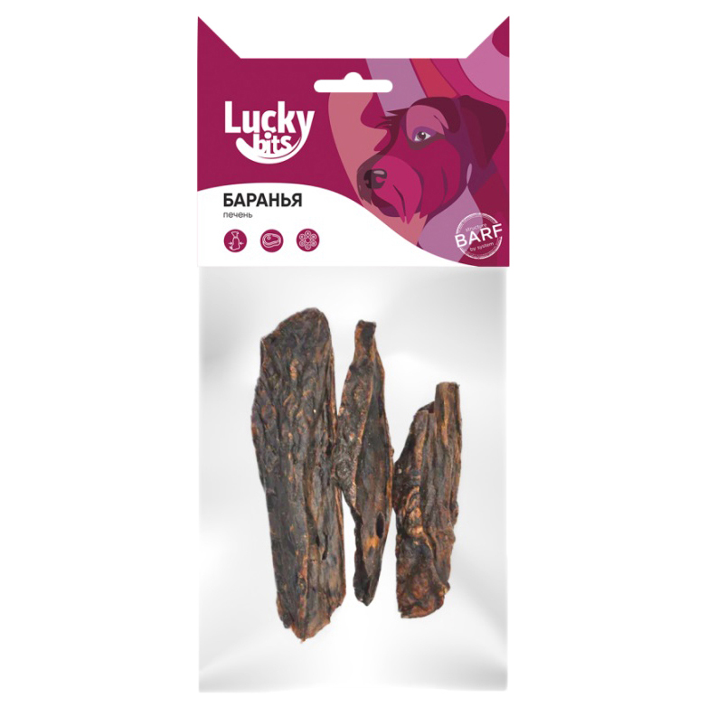 

Лакомство для собак Lucky Bits баранья печень, 40г
