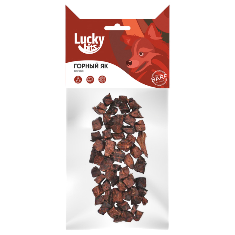 

Лакомство для собак Lucky Bits горный як легкое, 40г