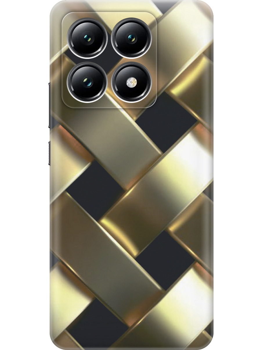 

Силиконовый чехол на Xiaomi 14T с принтом "Золотистое плетение", Прозрачный;золотистый;черный, 785978432