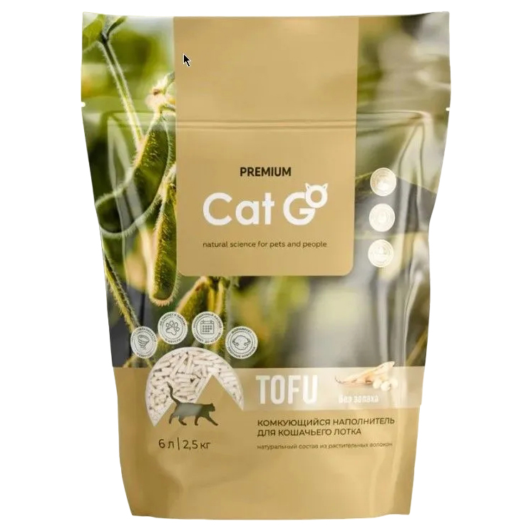 

Комкующийся наполнитель Cat Go Tofu без запаха, 6л
