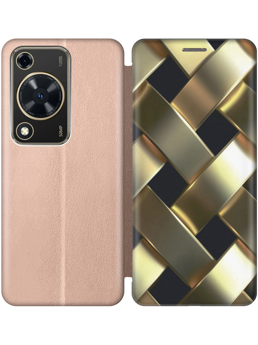 

Чехол-книжка на Huawei nova Y72 с принтом "Золотистое плетение" золотой, Золотистый;черный, 785977832