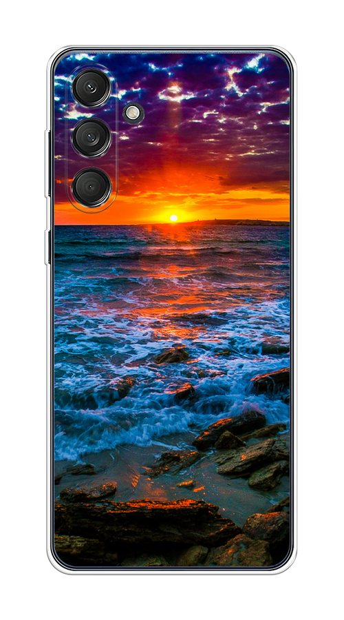 

Чехол на Samsung Galaxy M55 "Закат 1", Оранжевый;синий, 2109650-1
