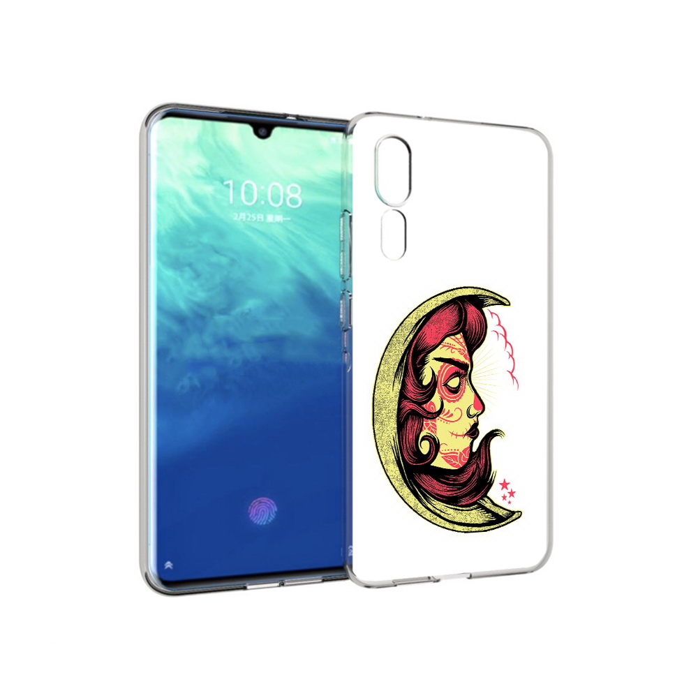 

Чехол MyPads Tocco для ZTE Axon 10 Pro желтый полумесяц с лицом девушки (PT134302.444.346), Прозрачный, Tocco