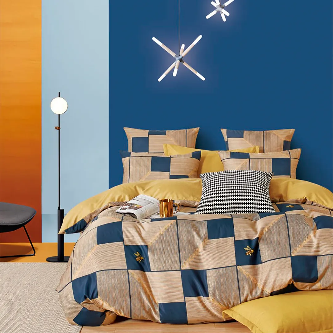 

Комплект постельного белья Boris, размер евро, бежевый,желтый, синий, геометрия, Boris,евро, бежевый,желтый, синий, геометрия