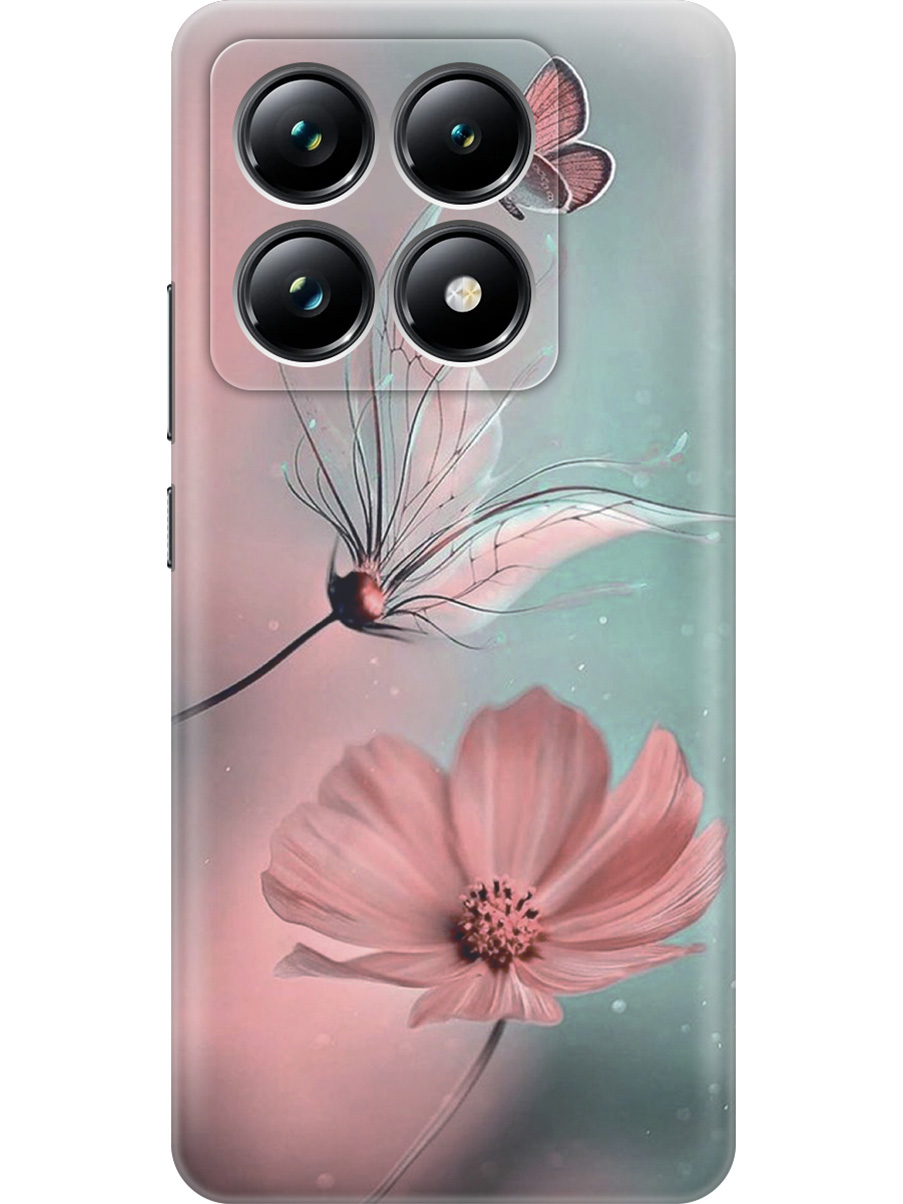 

Силиконовый чехол на Xiaomi 14T Pro с принтом "Бабочка и цветы", Прозрачный;голубой;розовый;серый, 785979022