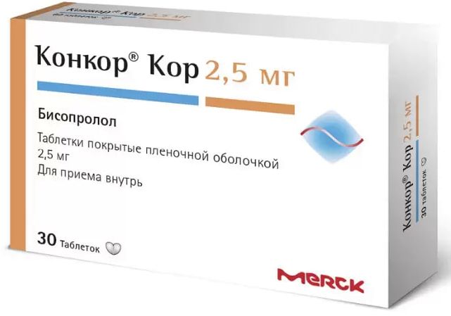 

Конкор Кор таблетки покрытые пленочной оболочкой 2,5 мг 30 шт.