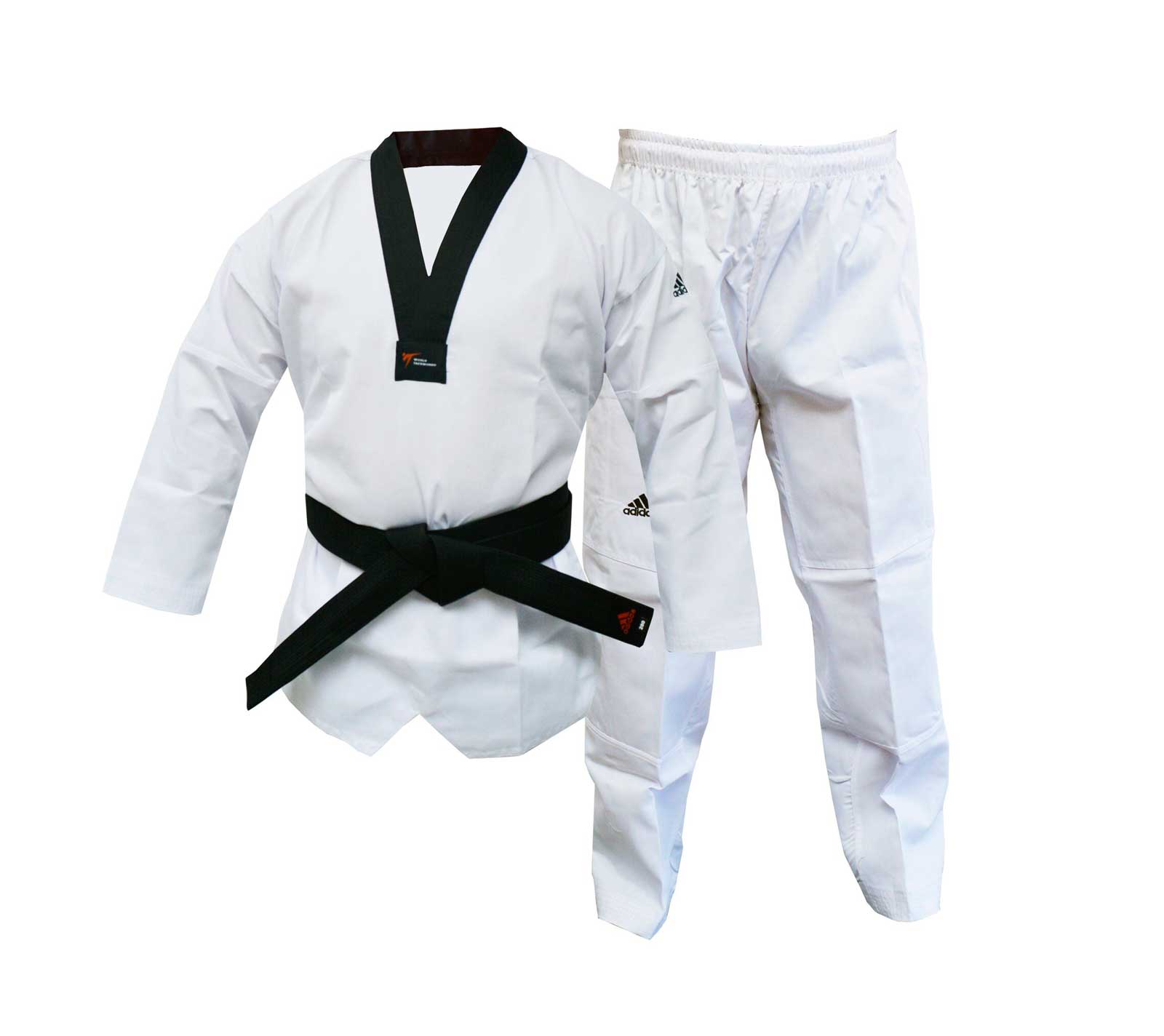 Добок для тхэквондо подростковый WT Adi-Club белый с черным воротником (размер 160 см)