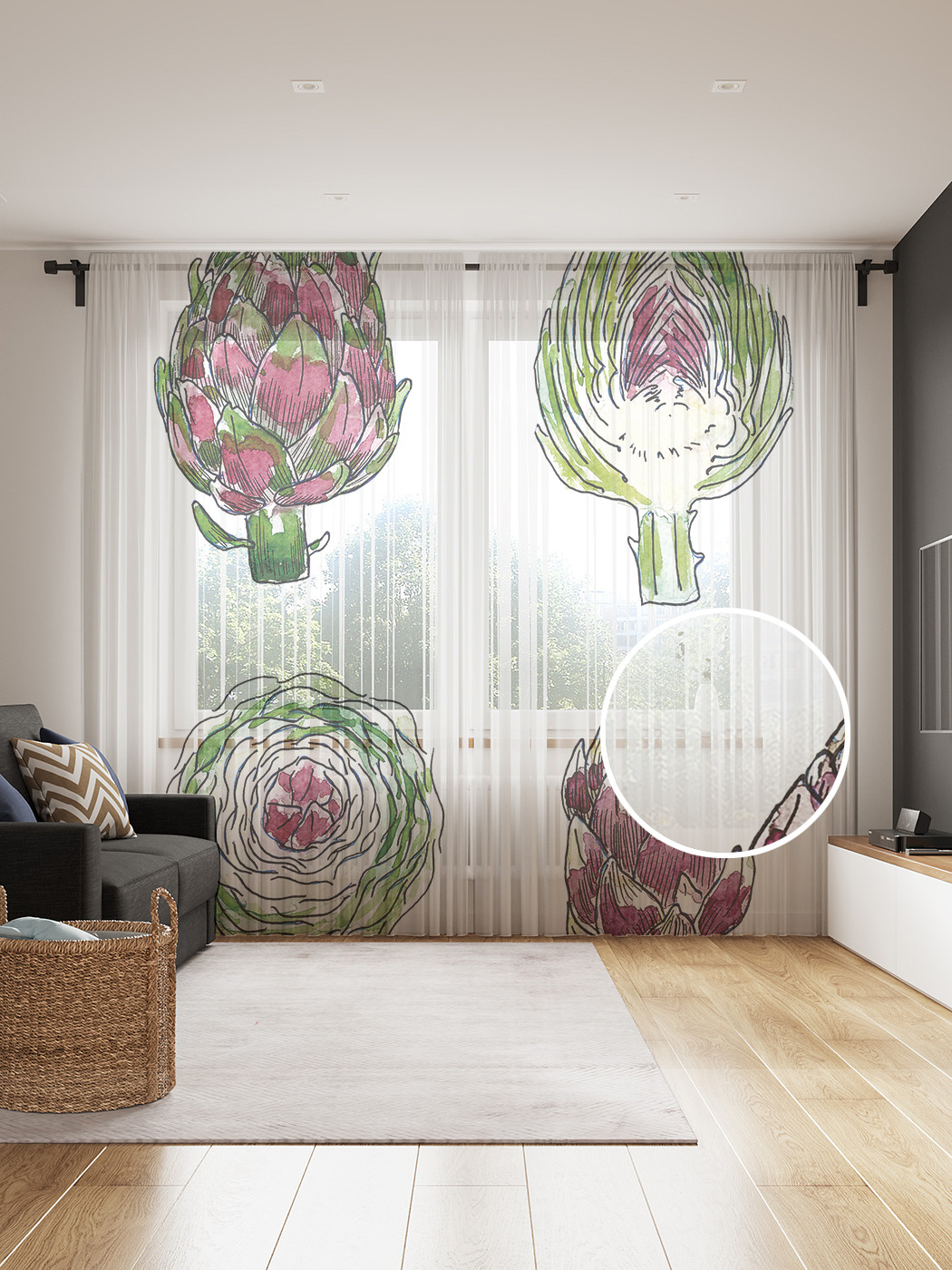 

Фототюль JoyArty "Вид артишока", 145x265см (2 полотна со шторной лентой + 50 крючков), Вид артишока