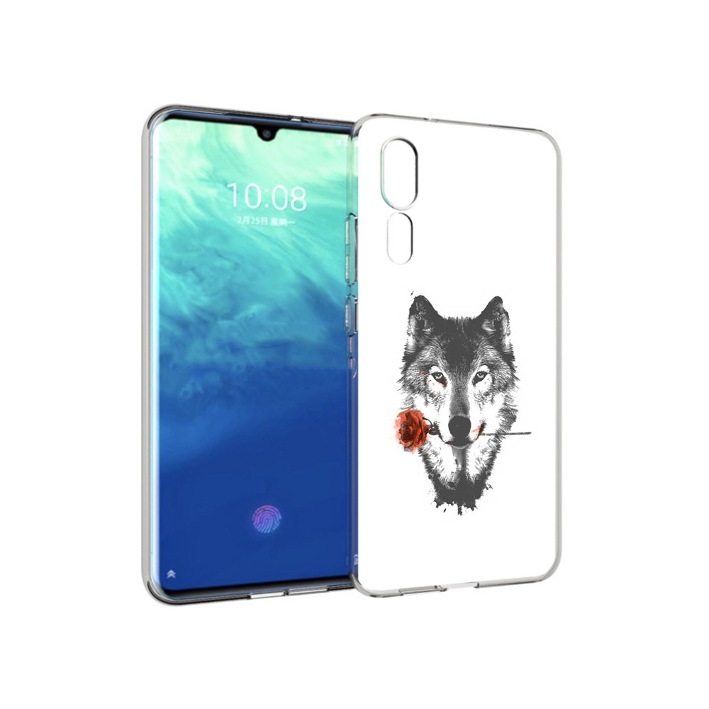 

Чехол MyPads Tocco для ZTE Axon 10 Pro волк с розой (PT134302.444.270), Прозрачный, Tocco