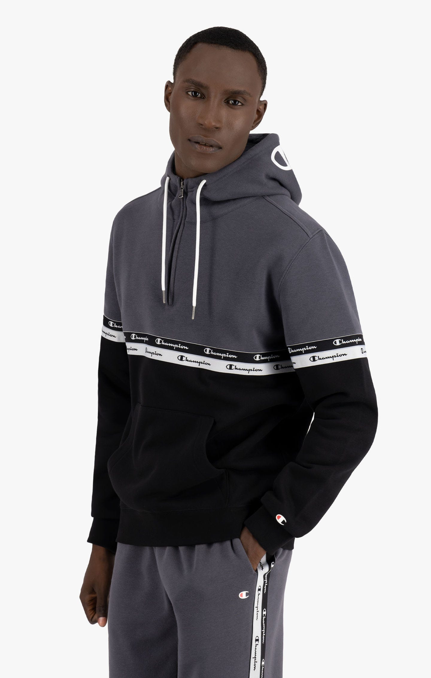 фото Худи мужское champion legacy american tape half zip черное xl