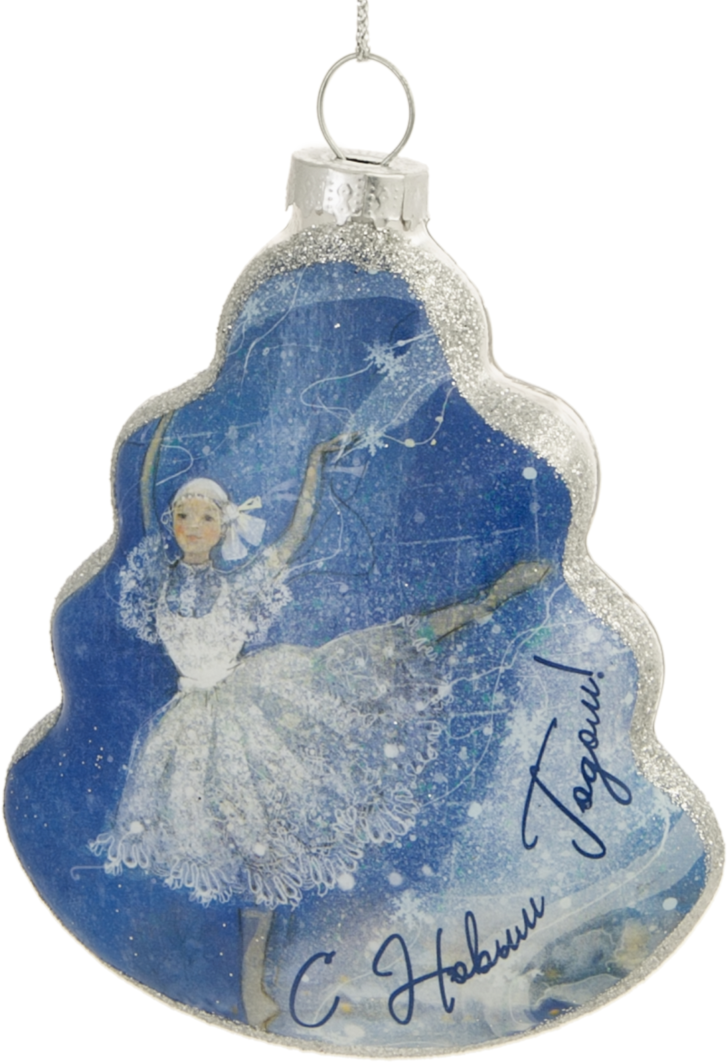 

Ёлочная игрушка Балерина 9,5х8 см, Голубой;серебристый