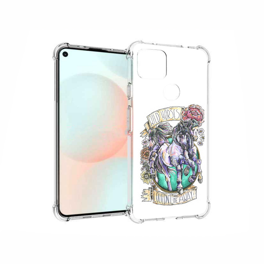 

Чехол MyPads Tocco для Google Pixel 5A рисунок коней в цветах, Прозрачный, Tocco