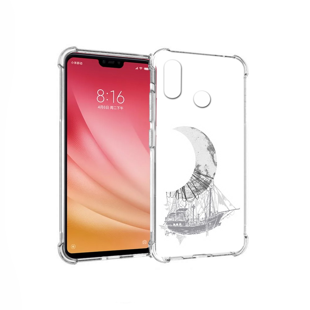 

Чехол MyPads Tocco для Xiaomi Mi 8 черно белый корабль полумесяц (PT110454.314.684), Прозрачный, Tocco