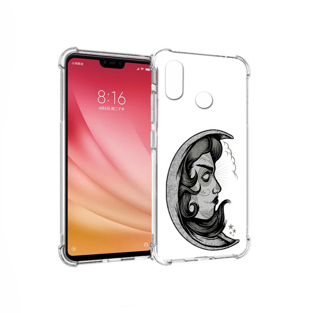 

Чехол MyPads Tocco для Xiaomi Mi 8 черно белая луна с лицом (PT110454.314.680), Прозрачный, Tocco