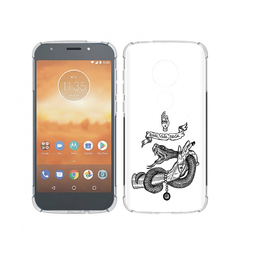 

Чехол MyPads Tocco для Motorola Moto E5 Play змея на руке рисунок (PT227065.372.366), Прозрачный, Tocco