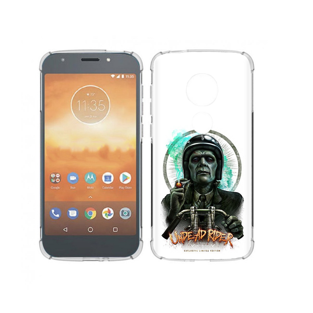 

Чехол MyPads Tocco для Motorola Moto E5 Play зеленый мужчина с сигаретой на мотоцикле, Прозрачный, Tocco