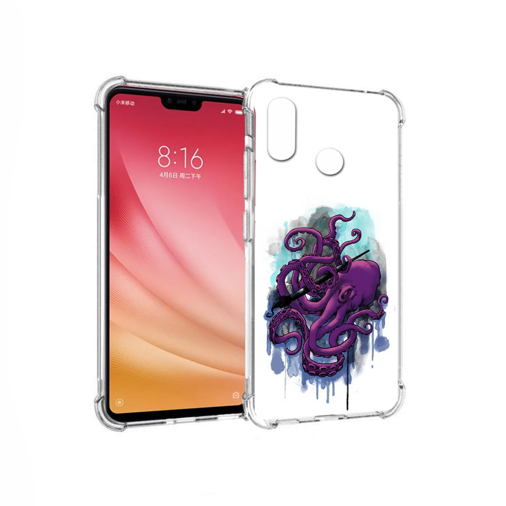 

Чехол MyPads Tocco для Xiaomi Mi 8 фиолетовый осьминог (PT110454.314.658), Прозрачный, Tocco
