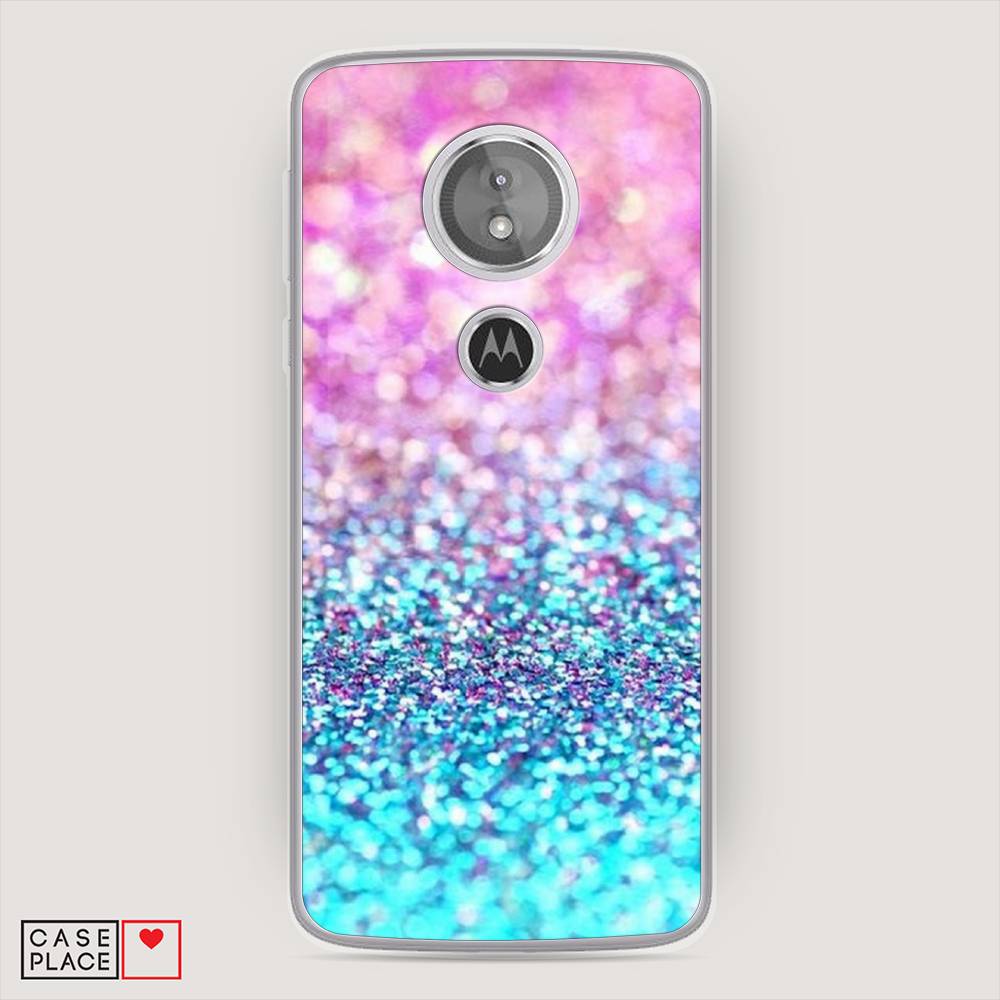 

Силиконовый чехол "Розово-голубые глиттеры рисунок" на Motorola Moto E5