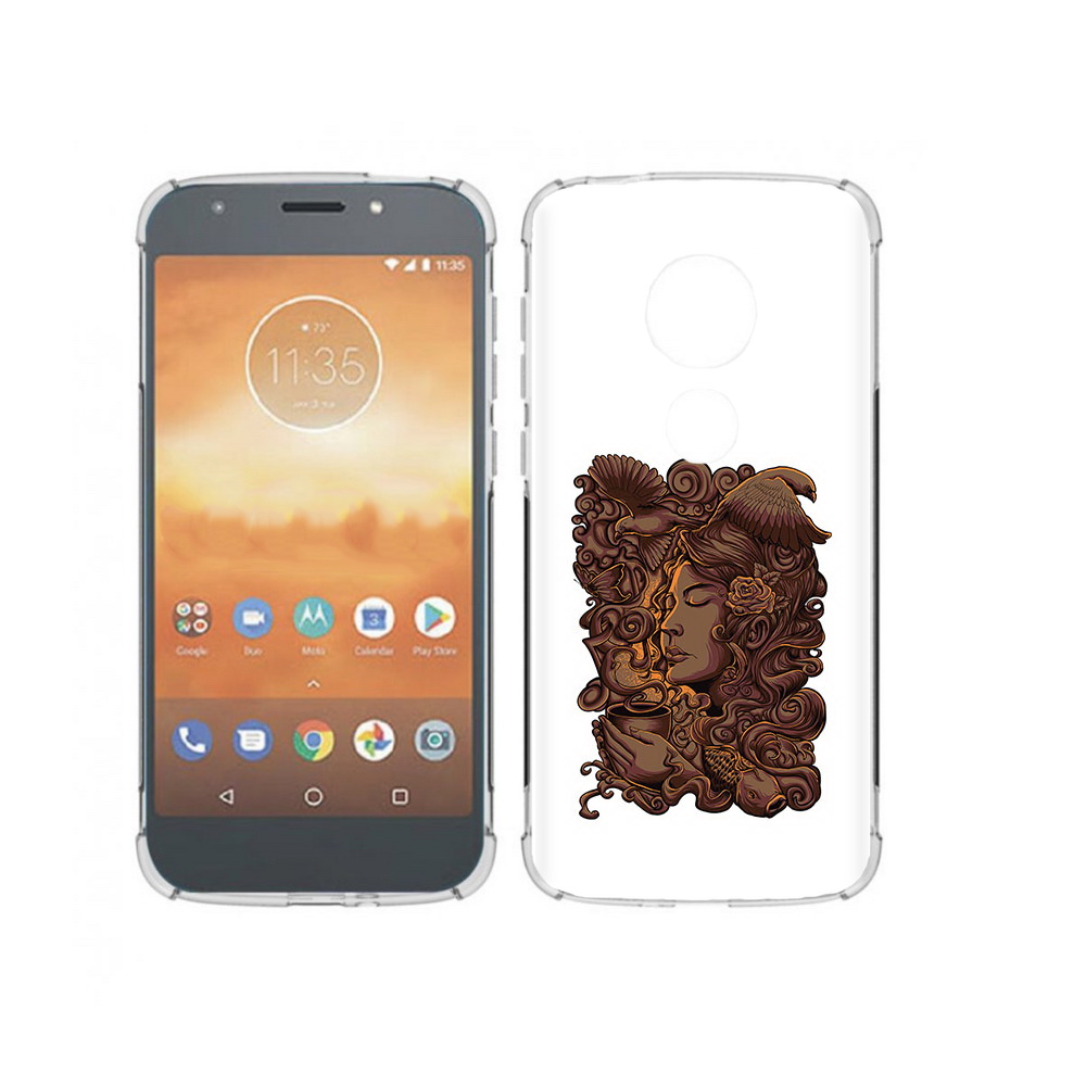 

Чехол MyPads Tocco для Motorola Moto E5 Play девушка с длинными волосами абстракция, Прозрачный, Tocco