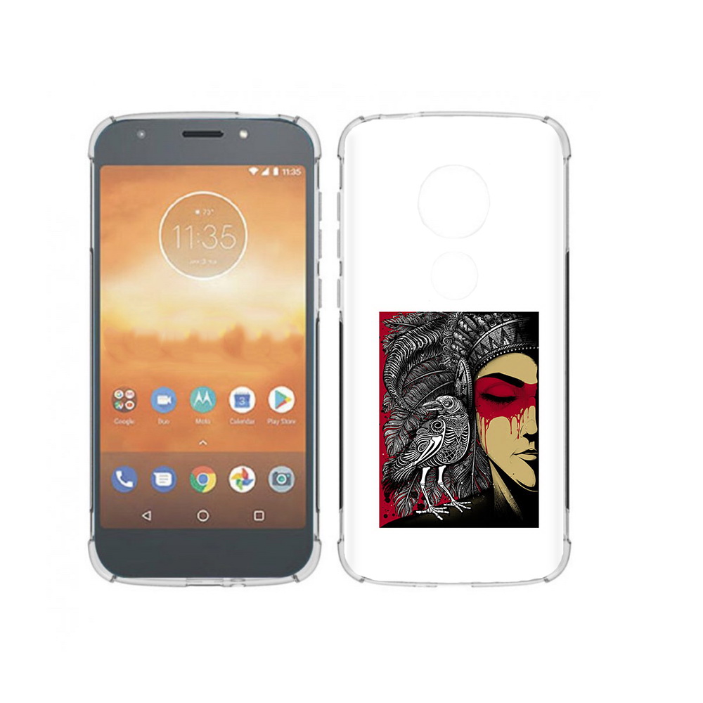 

Чехол MyPads Tocco для Motorola Moto E5 Play девушка с вороном в абстракции, Прозрачный, Tocco