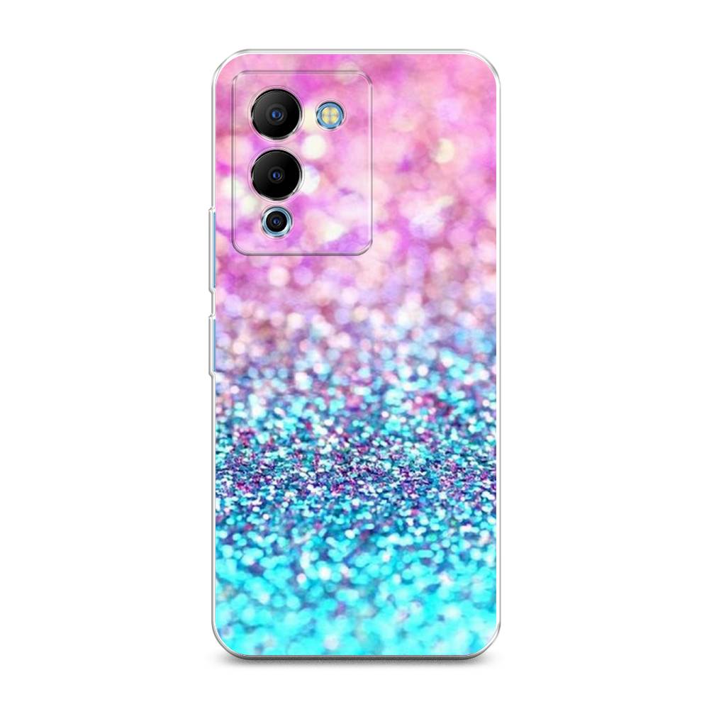 фото Силиконовый чехол "розово-голубые глиттеры рисунок" на infinix note 12 g96 awog