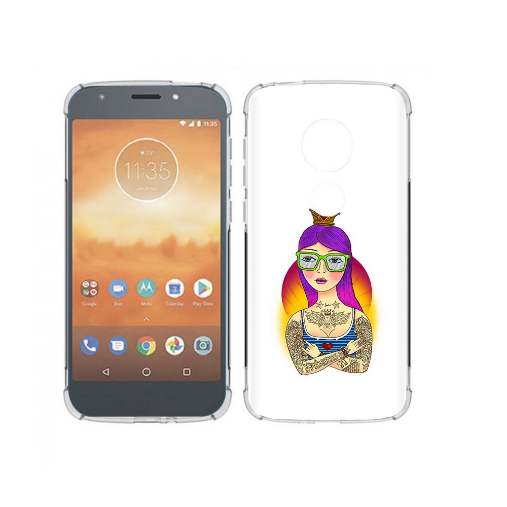 

Чехол MyPads Tocco для Motorola Moto E5 Play девушка в татуировках с короной, Прозрачный, Tocco