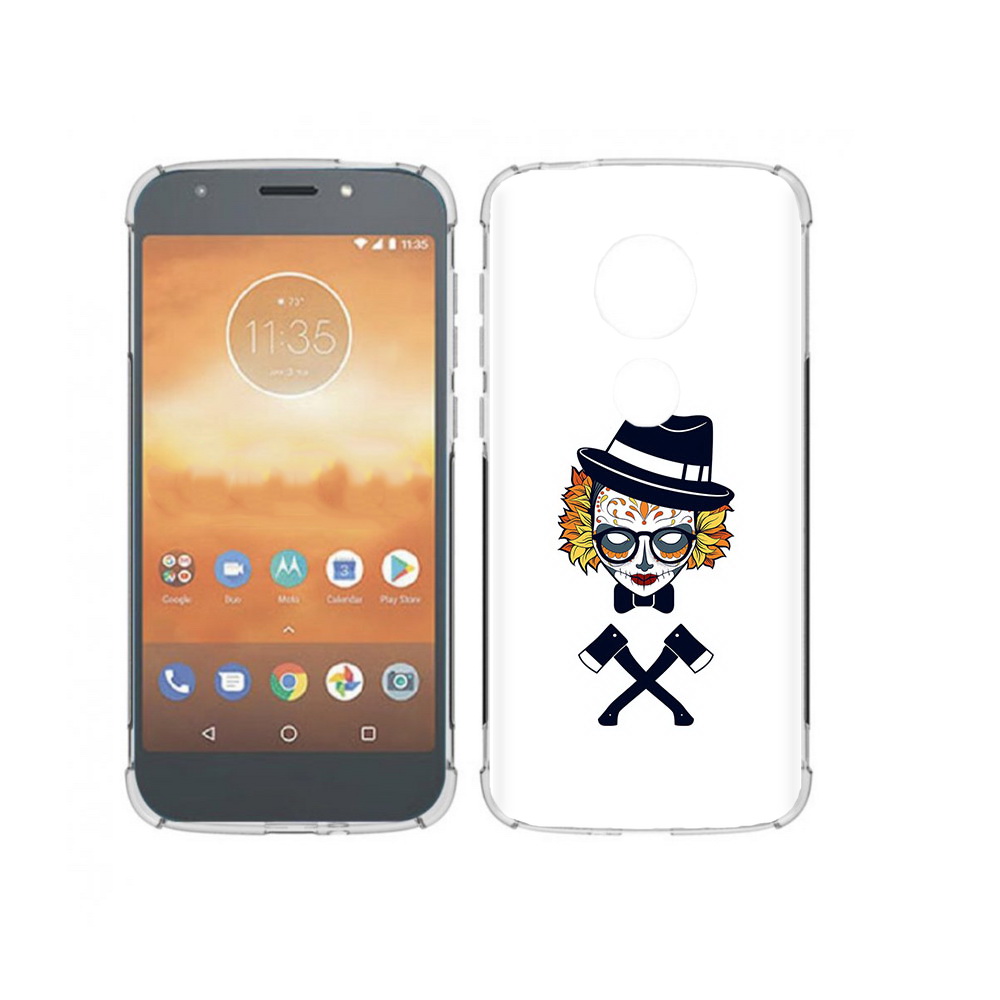 

Чехол MyPads Tocco для Motorola Moto E5 Play девушка в маске с топорами рисунок, Прозрачный, Tocco