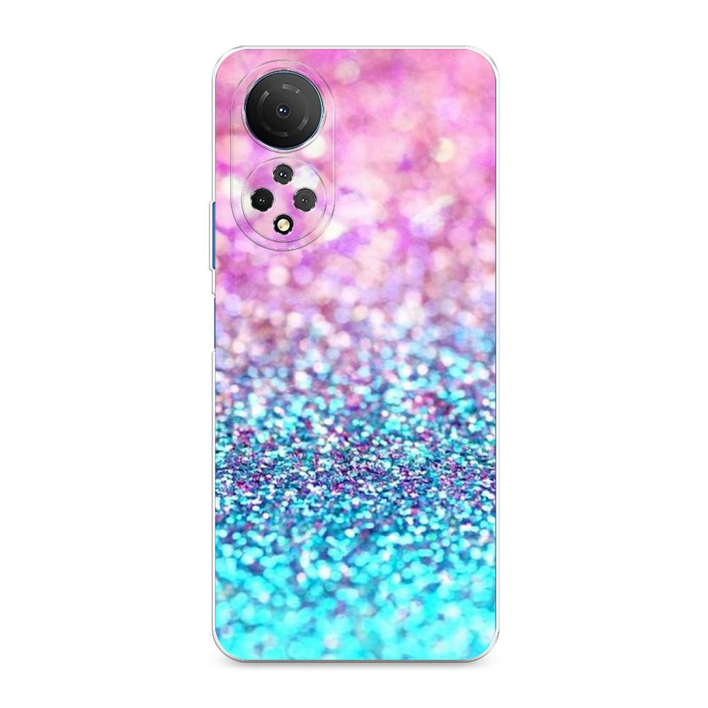 фото Силиконовый чехол "розово-голубые глиттеры рисунок" на honor x7 awog