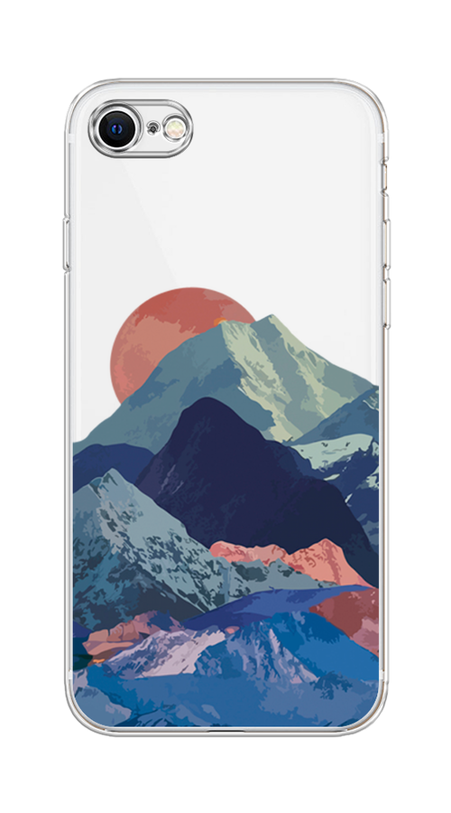 

Чехол на Apple iPhone 7/8/SE 2020/SE 2022 "Закат в снежных горах", Бордовый;серый;голубой, 10650-1