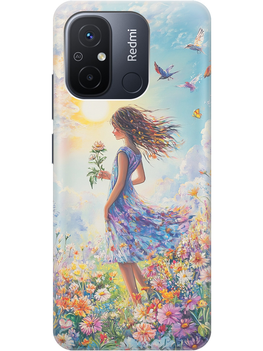 

Силиконовый чехол на Xiaomi Redmi 12C с принтом "Девочка в поле цветов", Прозрачный;зеленый;розовый;синий;желтый, 766734823
