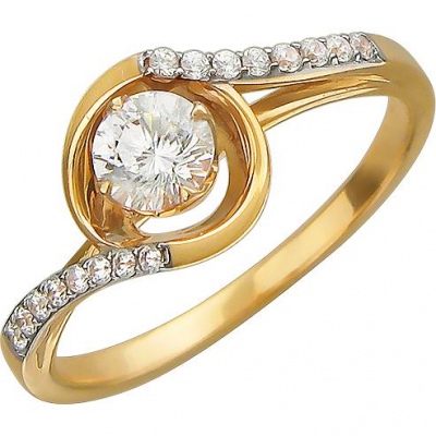 

Кольцо из желтого золота со swarovski р. 18 Эстет 01К139293, 01К139293