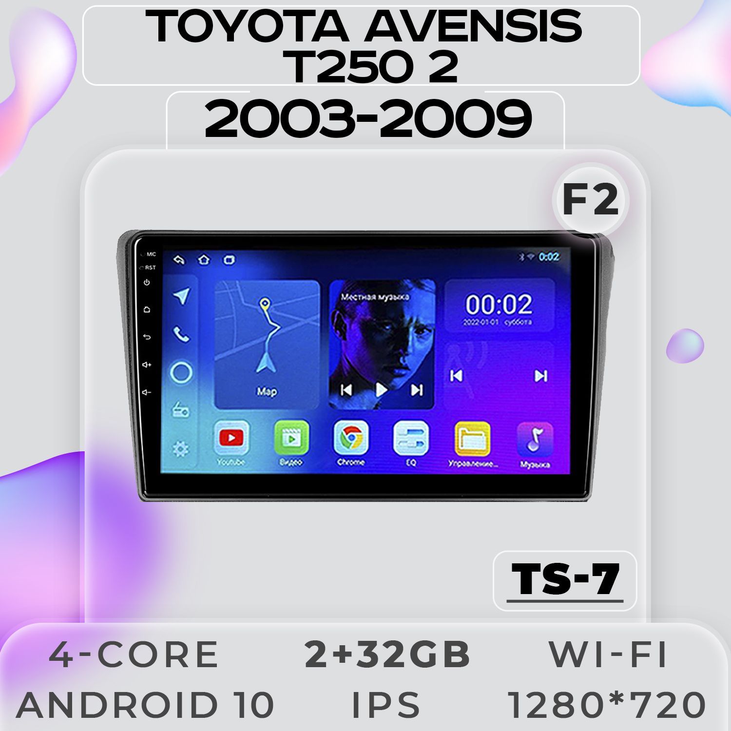 Штатная автомагнитола ProMusic TS7 Toyota Avensis T250 2/Тойота Авенсис Т250 2+32GB 2din