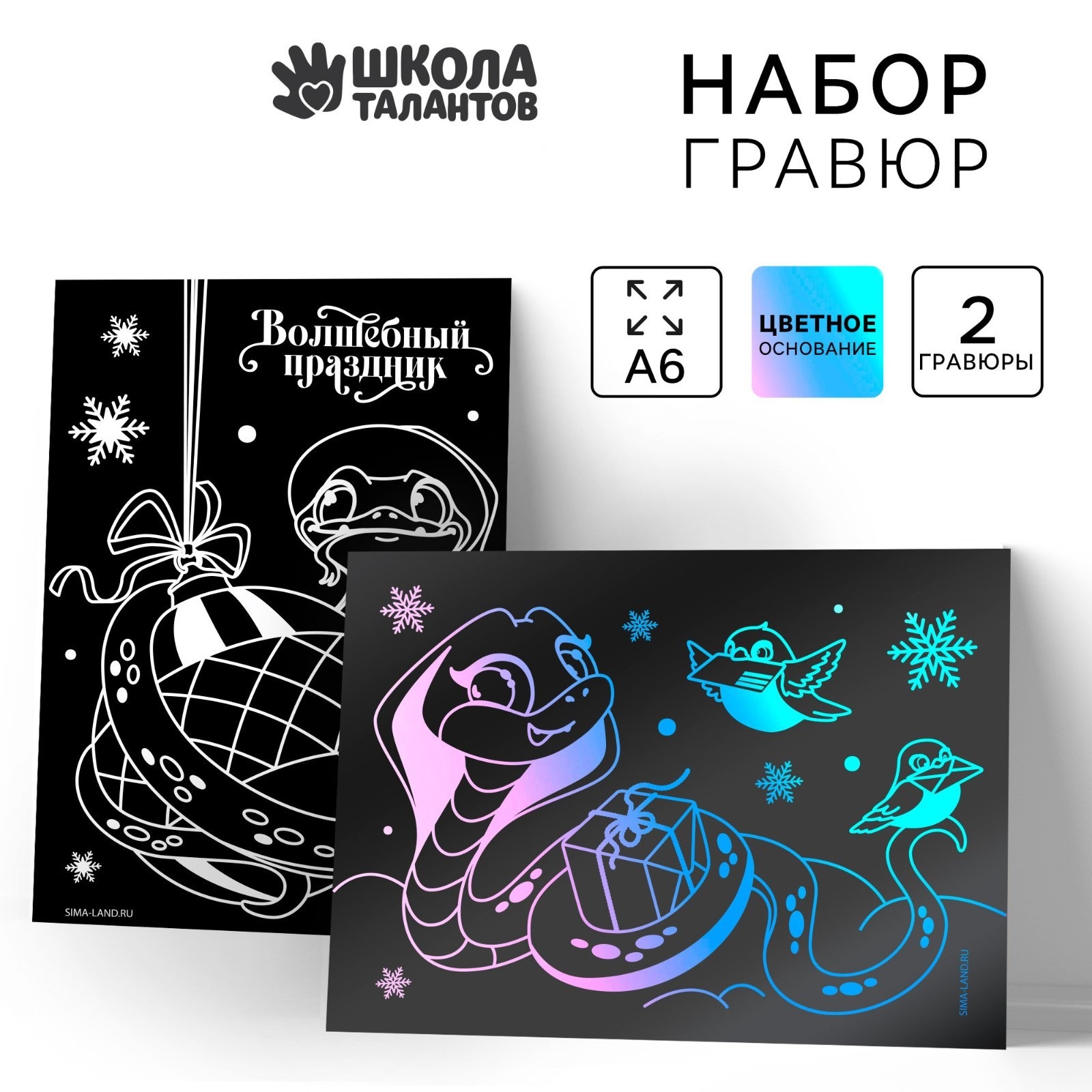 

Гравюры с цветным основанием Школа талантов Новый год Змея, 2 шт, Змея