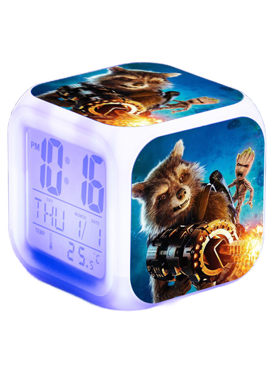 Настольные часы будильник енот Ракета и Грут Стражи Галактики Guardians of the Galaxy 8 cм