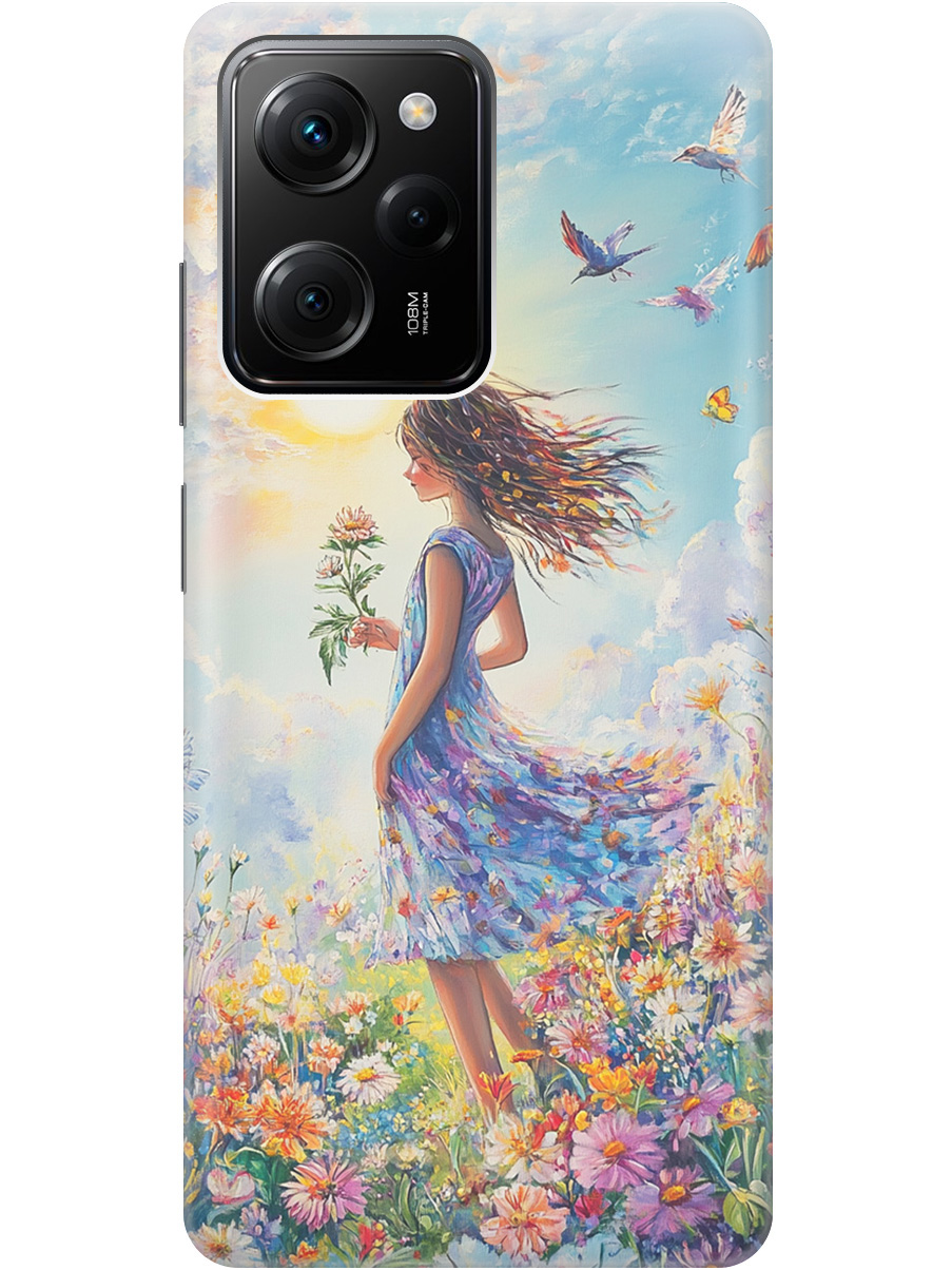 

Силиконовый чехол на Xiaomi Poco X5 Pro 5G с принтом "Девочка в поле цветов", Прозрачный;зеленый;розовый;синий;желтый, 767959723
