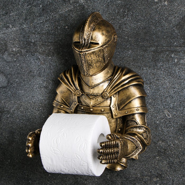 фото Держатель для туалетной бумаги "рыцарь" бронза 16х22х31см хорошие сувениры