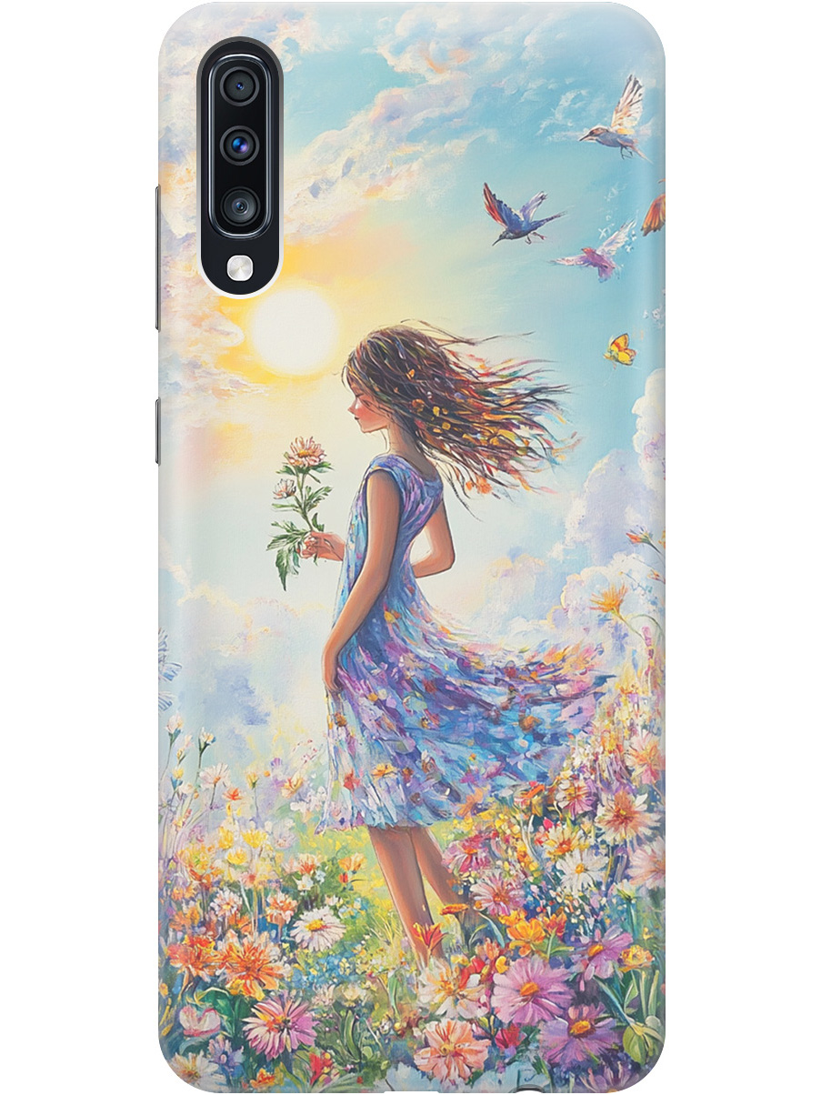 

Силиконовый чехол на Samsung Galaxy A70 / A70s с принтом "Девочка в поле цветов", Прозрачный;зеленый;розовый;синий;желтый, 720804423