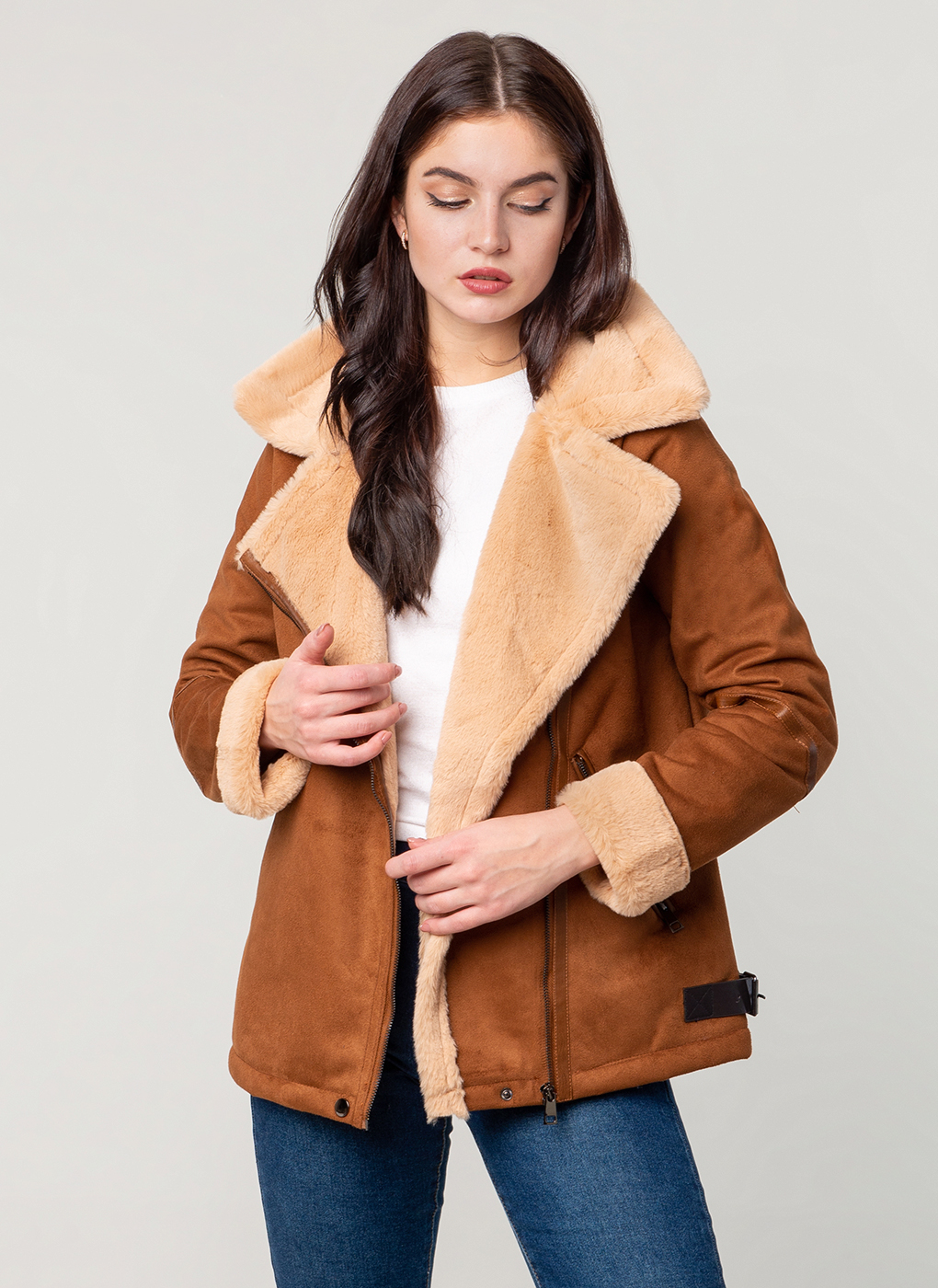 

Дубленка женская Каляев 63782 коричневая 44 RU, Коричневый, 63782